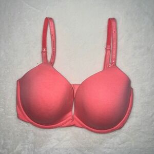 Victorias Secret Cotton Lingerie Push Up Bra Coral Pink 34DD Barbiecore‎